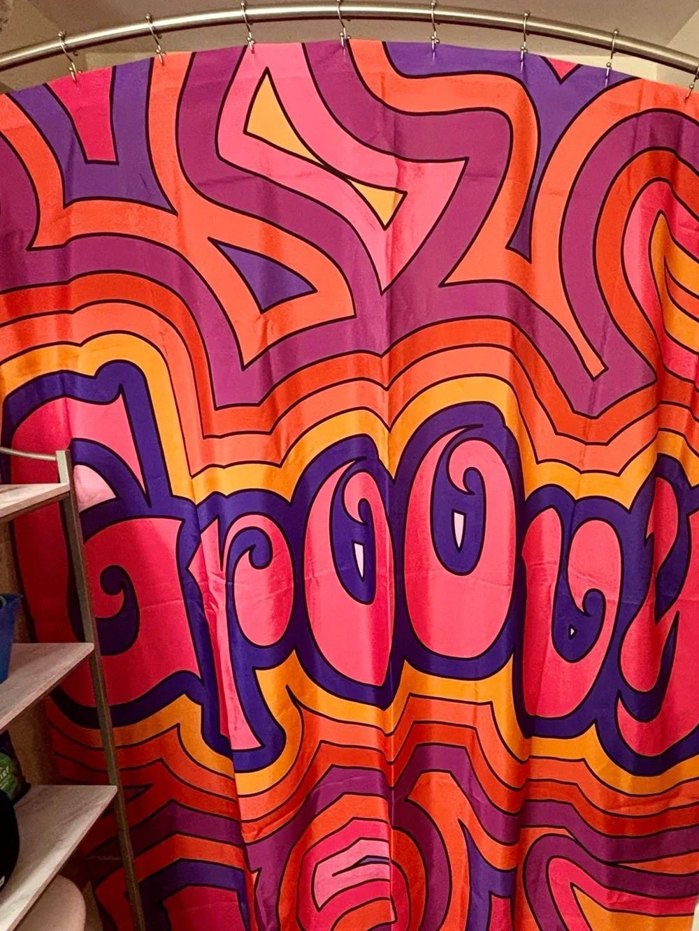 Groovy Retro Shower Curtain — Bold Pink & Purple